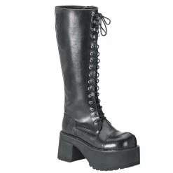 Demonia RANGER-302 Black Vegan Leather Knee Boot Boots