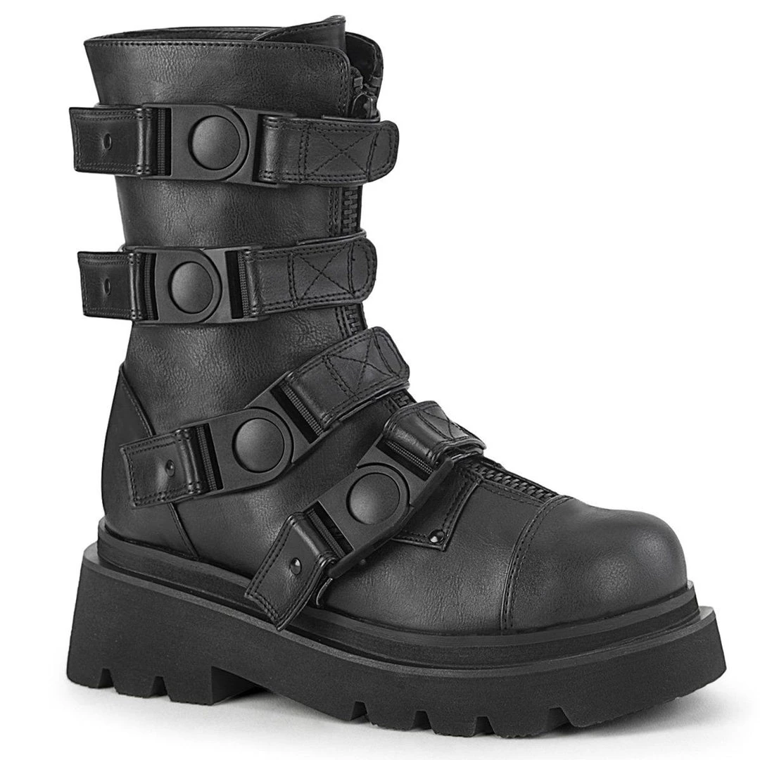 Demonia RENEGADE-55 Black Vegan Leather Calf Boot Boots 8 Demonia RENEGADE-55 Black Vegan Leather Calf Boot Boots