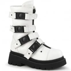 Demonia Boots RENEGADE-55 White Vegan Leather Calf Boot