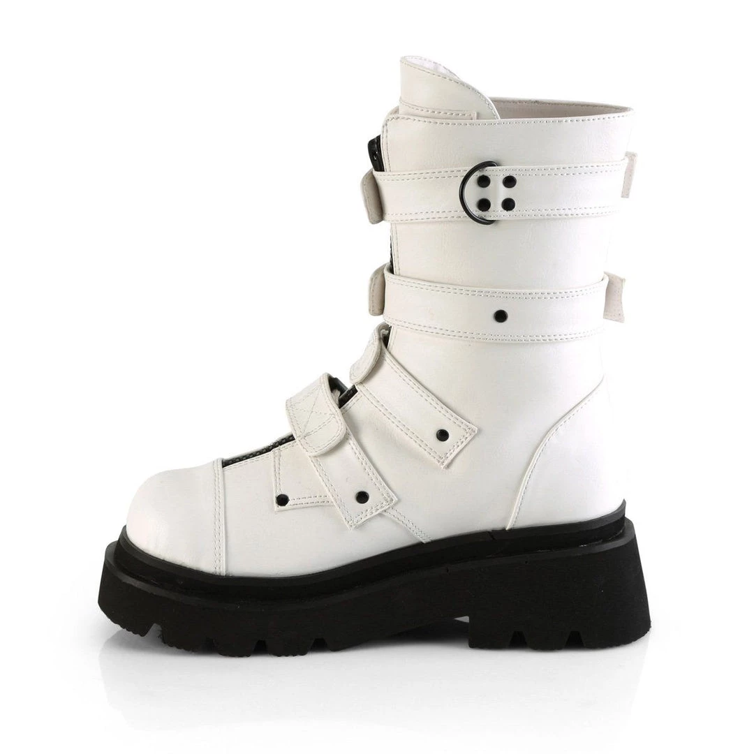 Demonia Boots RENEGADE-55 White Vegan Leather Calf Boot 5 Demonia Boots RENEGADE-55 White Vegan Leather Calf Boot