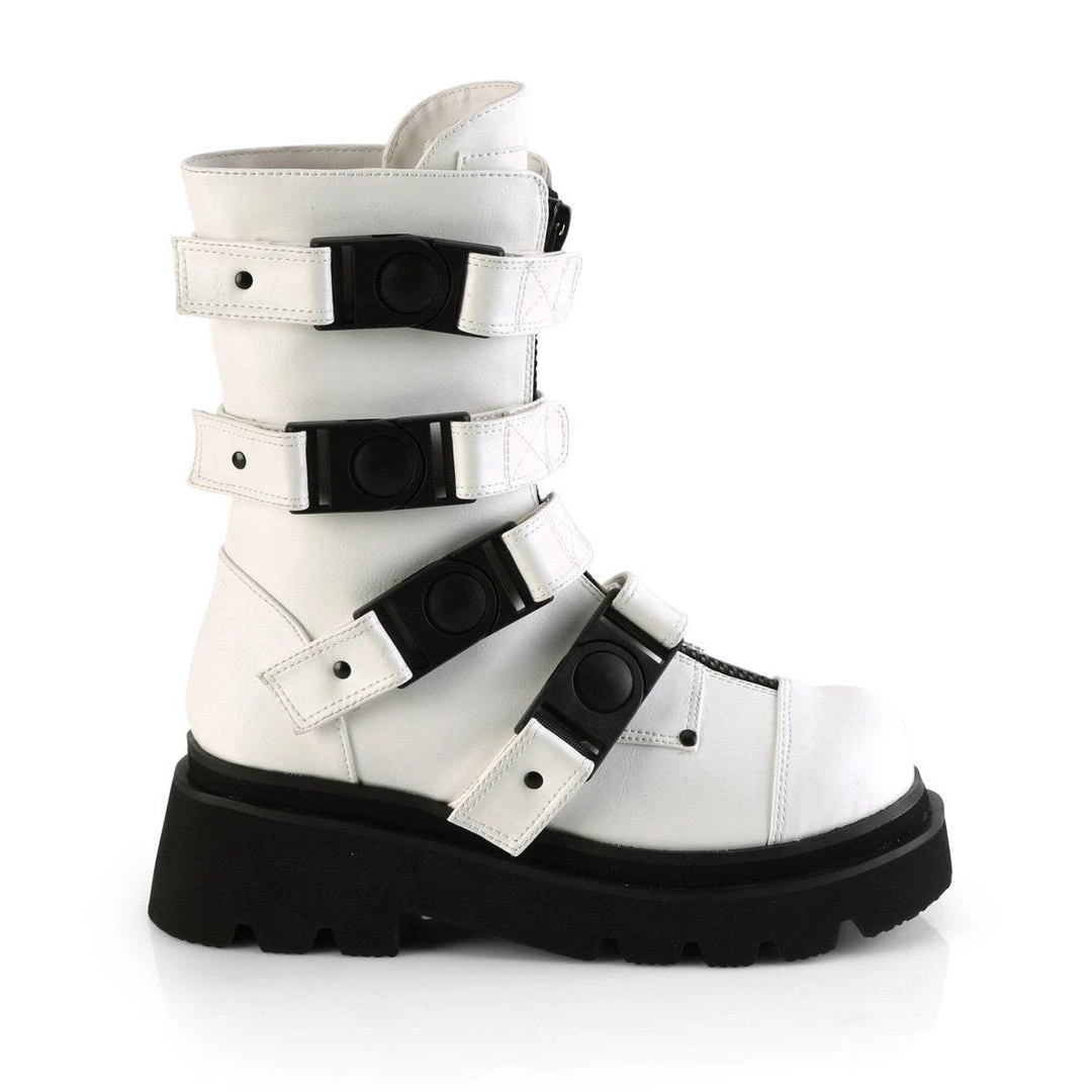 Demonia Boots RENEGADE-55 White Vegan Leather Calf Boot 9 Demonia Boots RENEGADE-55 White Vegan Leather Calf Boot