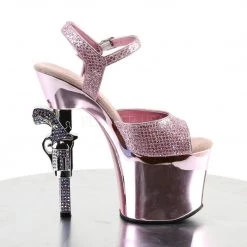 Pleaser REVOLVER-709G Baby Pink Multi Glitter/Baby Pink Chrome Platform Sandal