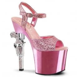Pleaser REVOLVER-709G Baby Pink Multi Glitter/Baby Pink Chrome Platform Sandal