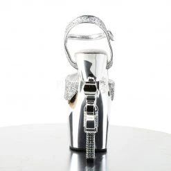 Pleaser REVOLVER-709G Silver Multi Glitter/Silver Chrome Platform Sandal
