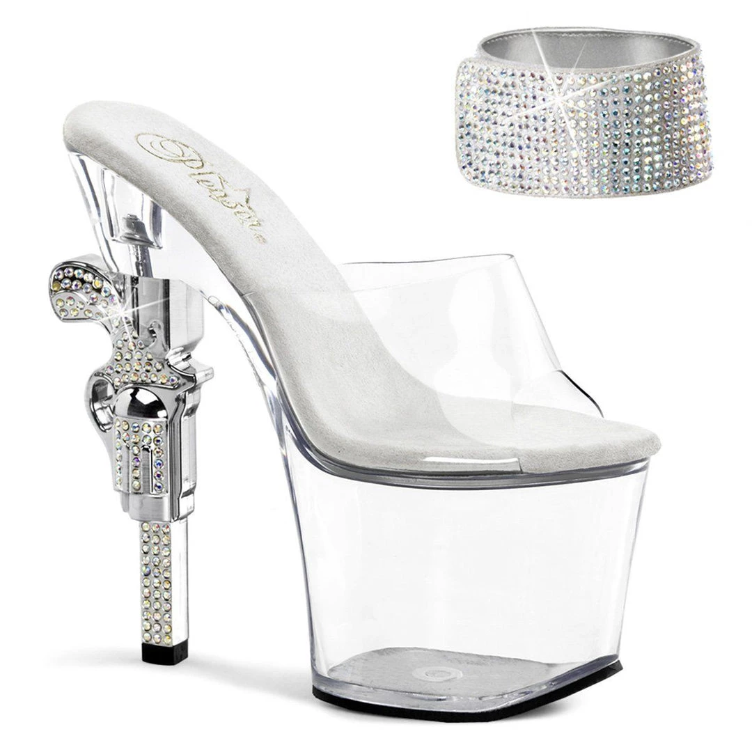 Pleaser REVOLVER-712 Clear Platform Sandal 10 Pleaser REVOLVER-712 Clear Platform Sandal