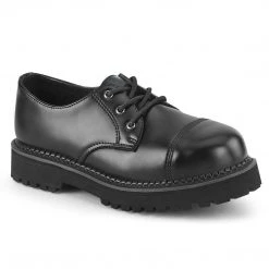 Demonia Shoes RIOT-03 Black Leather Shoe