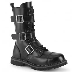 Demonia RIOT-12BK Black Leather Ankle Boot