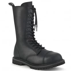 Demonia RIOT-14 Black Vegan Leather Mid-Calf Boot Boots