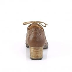 Pin Up Couture Shoes RUSSELL-34 Brown Faux Leather