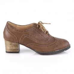 Pin Up Couture Shoes RUSSELL-34 Brown Faux Leather