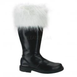 Funtasma SANTA-108 Black Pu-White Faux Fur Boots