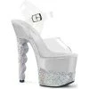 Pleaser Shoes SCALLOP-708-2RS Clear/Silver-AB Rhinestone Platform Sandal