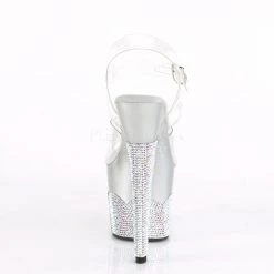 Pleaser Shoes SCALLOP-708-2RS Clear/Silver-AB Rhinestone Platform Sandal