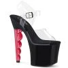 Pleaser SCALLOP-708 Clear/Black-Red Tinted Platform Sandal Shoes