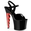 Pleaser SCALLOP-709CH Black Patent-Red Chrome Platform Sandal Shoes
