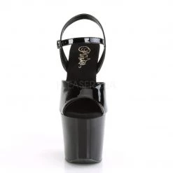 Pleaser SCALLOP-709CH Black Patent-Red Chrome Platform Sandal Shoes