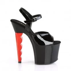 Pleaser SCALLOP-709CH Black Patent-Red Chrome Platform Sandal Shoes