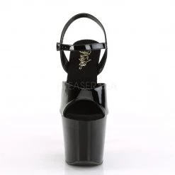 Pleaser SCALLOP-709CH Black Patent-Rose Gold Chrome Platform Sandal Shoes