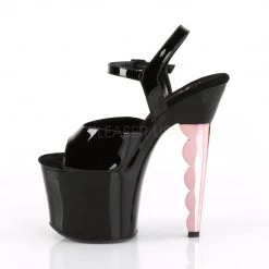 Pleaser SCALLOP-709CH Black Patent-Rose Gold Chrome Platform Sandal Shoes