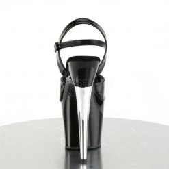 Pleaser SCALLOP-709CH Black Patent-Silver Chrome Platform Sandal