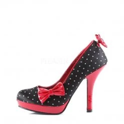 Pin Up Couture SECRET-12 Black Satin-Red (Polka Dots Print)