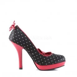 Pin Up Couture SECRET-12 Black Satin-Red (Polka Dots Print)