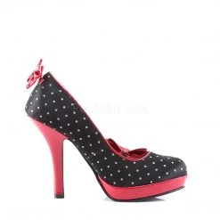 Pin Up Couture SECRET-12 Black Satin-Red (Polka Dots Print)