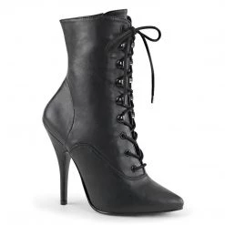 Pleaser Boots SEDUCE-1020 Black Faux Leather Ankle Boot