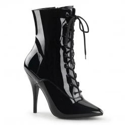 Pleaser SEDUCE-1020 Black Patent Ankle Boot