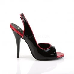 Pleaser SEDUCE-117 Black-Red Patent Sandal Shoes