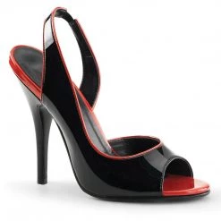 Pleaser SEDUCE-117 Black-Red Patent Sandal Shoes