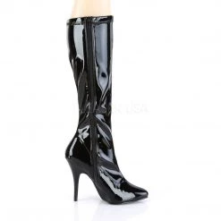 Pleaser SEDUCE-2000 Black Stretch Patent Knee Boot Boots