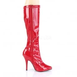 Pleaser SEDUCE-2000 Red Stretch Patent Knee Boot Boots