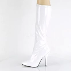 Pleaser SEDUCE-2000 White Stretch Patent Knee Boot Boots