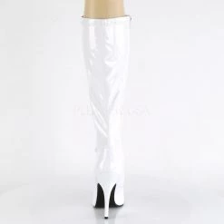 Pleaser SEDUCE-2000 White Stretch Patent Knee Boot Boots