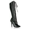 Pleaser SEDUCE-2024 Black Stretch Faux Leather Knee Boot
