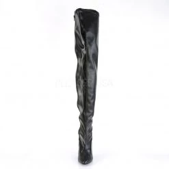 Pleaser SEDUCE-3000 Black Stretch Faux Leather Thigh Boot
