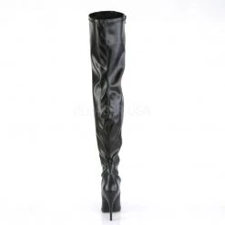 Pleaser SEDUCE-3000 Black Stretch Faux Leather Thigh Boot