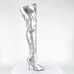 Pleaser SEDUCE-3000 Silver Stretch Faux Leather Thigh Boot
