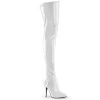Pleaser Boots SEDUCE-3000 White Stretch Patent Thigh Boot