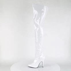 Pleaser Boots SEDUCE-3000 White Stretch Patent Thigh Boot