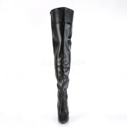 Pleaser SEDUCE-3010 Black Faux Leather Thigh Boot