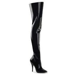 Pleaser Boots SEDUCE-3010 Black Patent Thigh Boot