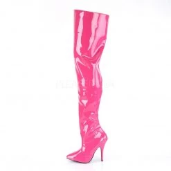Pleaser Boots SEDUCE-3010 Hot Pink Patent Thigh Boot