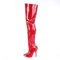 Pleaser Boots SEDUCE-3010 Red Patent Thigh Boot