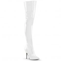 Pleaser SEDUCE-3010 White Patent Thigh Boot Boots