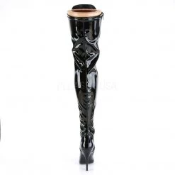 Pleaser SEDUCE-3024 Black Stretch Patent Thigh Boot Boots