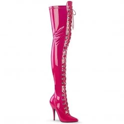 Pleaser Boots SEDUCE-3024 Hot Pink Patent Thigh Boot