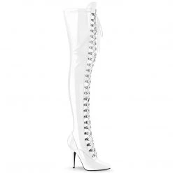 Pleaser SEDUCE-3024 White Patent Thigh Boot Boots