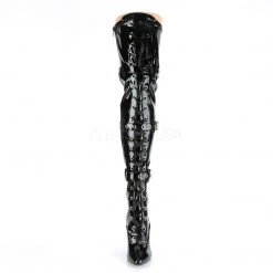 Pleaser SEDUCE-3028 Black Stretch Patent Thigh Boot Boots